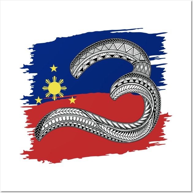 Philippine Flag Tribal line Art / Baybayin Letter O / U Wall Art by Pirma Pinas